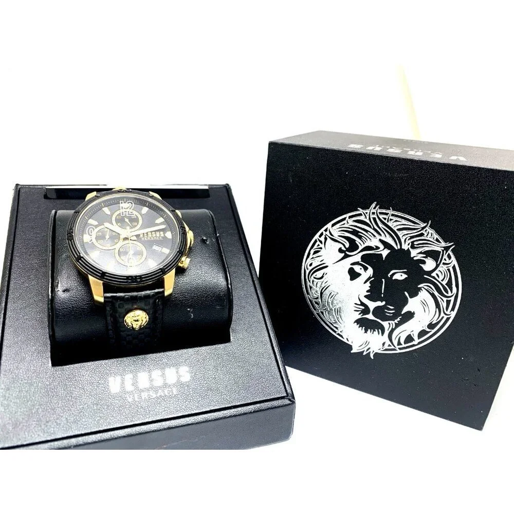 Versus by Versace Men's Watch VSPHJ1321 Quartz Chronograph Leather Band 46mm